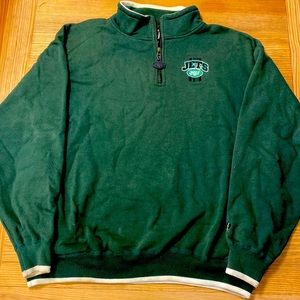Vintage New York Jets Pro Player Quarter Zip Pullover Mens XL NFL Green